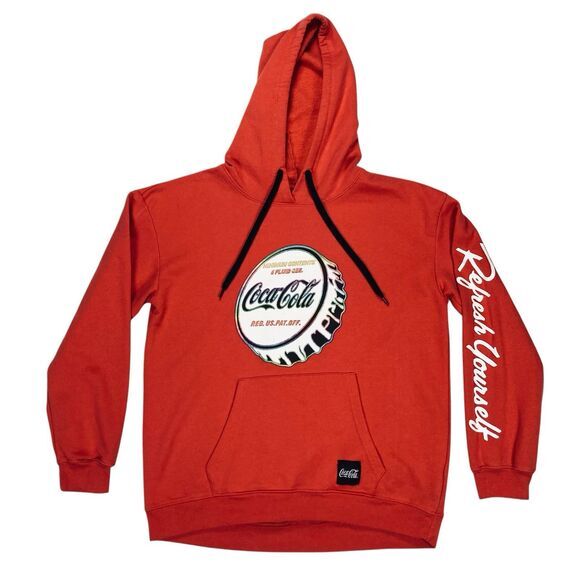 Coca Cola Hoodie Sweatshirt Women M Red Grunge Y2K Preppy Casual Retro Pullover - Picture 1 of 14